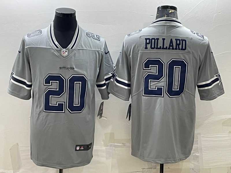 Men%27s Dallas Cowboys #20 Tony Pollard Gray Vapor Untouchable Limited Stitched Jersey